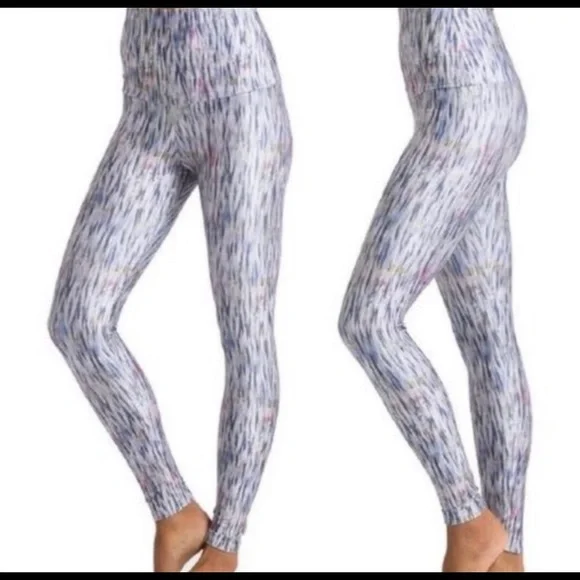 EUC Emily Hsu Pure Barre Women's Watercolor Leggings High Waist SZ M - Picture 1 of 10
